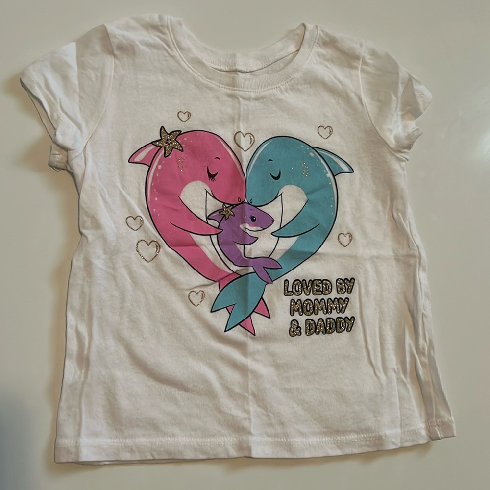 The Children’s Place girls tshirt 2T shark family blue pink purple